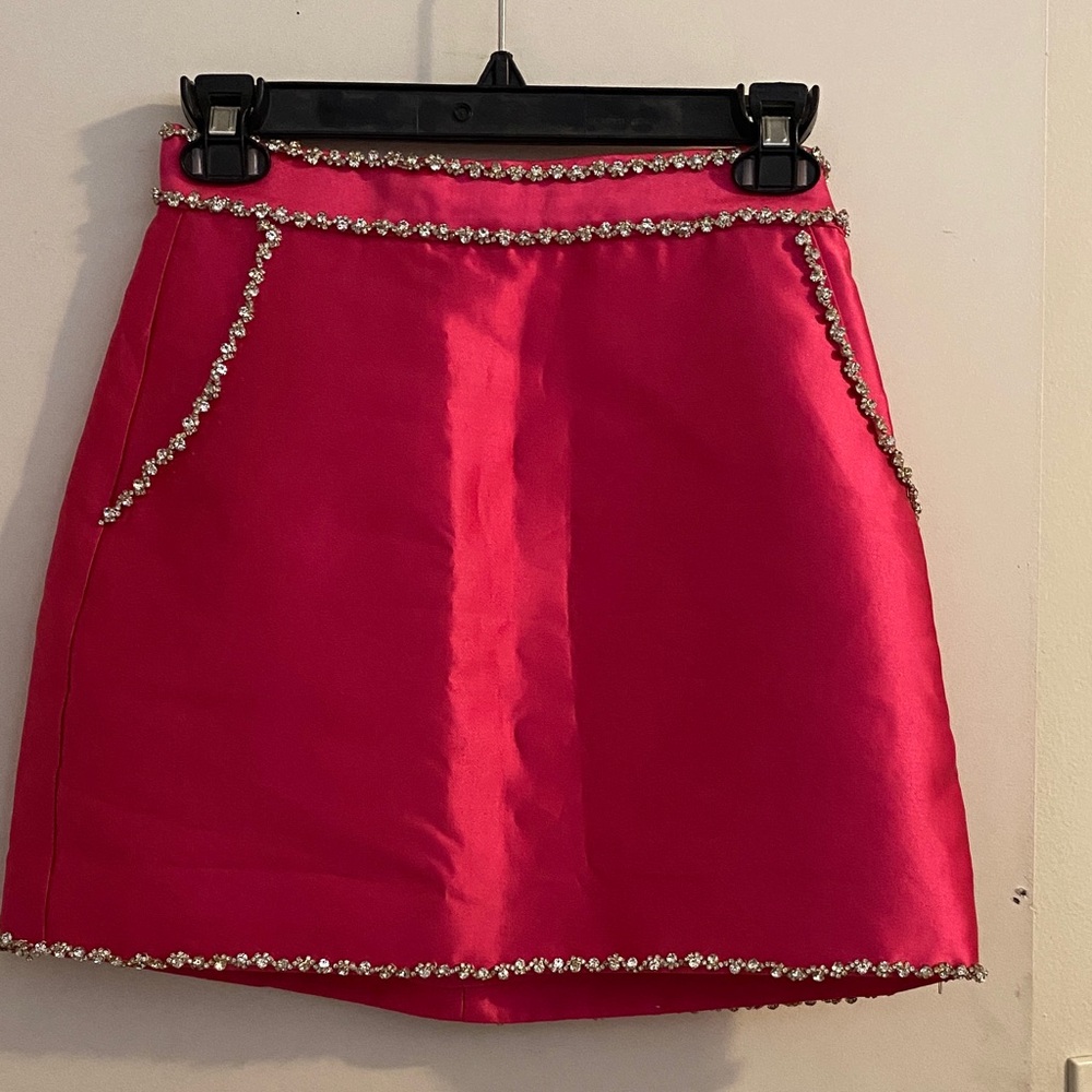 Nasty Gal Hot Pink Mini Skirt with Embellished Trim